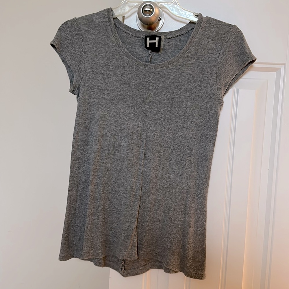 H by BORDEAUX Nordstrom grey ribbed tee short sleeve soft SMALL GUC